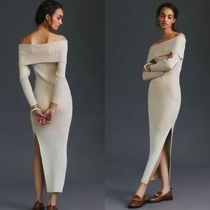Anthropologie Off-the-Shoulder Sweater Midi Dress M